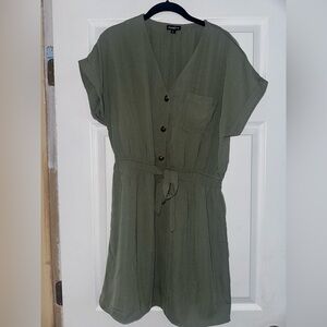 Justify Khaki Button-Front Mini Dress